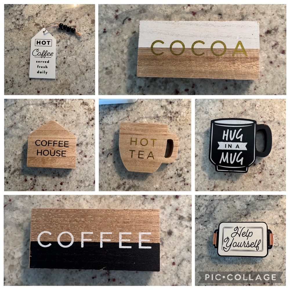 COFFEE, TEA, COCOA nwot bundle/7 small signs